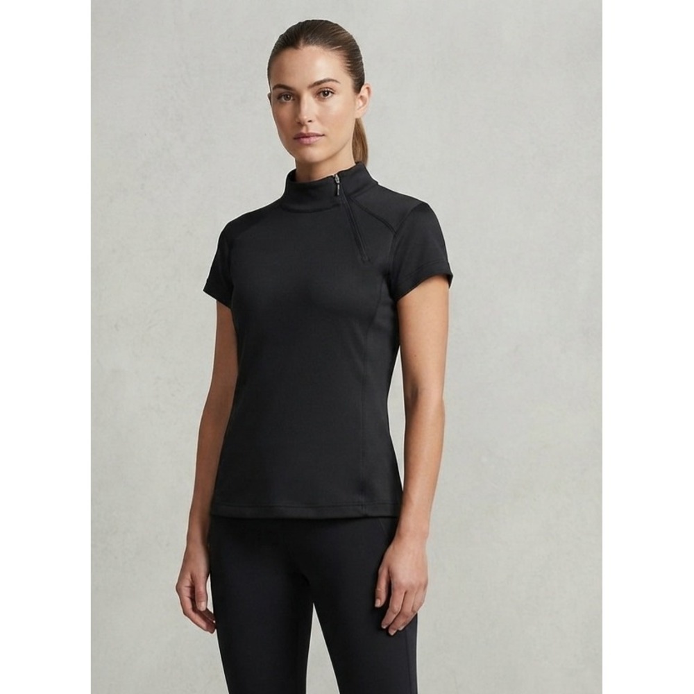 PING Golf Mock Neck Asymmetrical Quarter Zip Short Sleeve Performance Top Medium